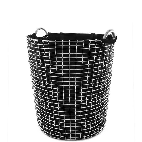 Handmade Basket Galvanized Steel with Laundry Bag Black Classic 80